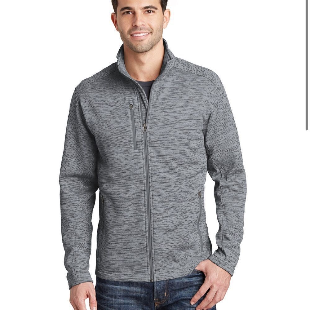 Port Authority Digi Stripe Fleece Jacket Grey S NWT IN PACKAGE